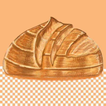 nutshell sourdough bread watercolor  style illustrationの写真素材