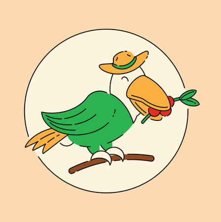 toucan farmer pick coffee fruits vector illustration.のイラスト素材