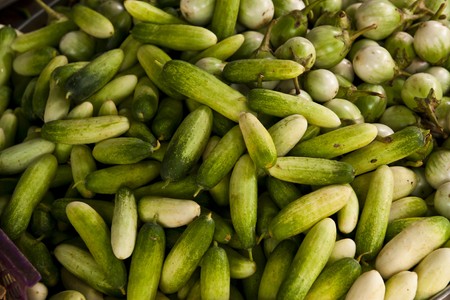 Thai Cucumbers For Sale At Marketの写真素材