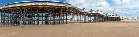 a panorama of cetral pier blackpool from the sea endのeditorial素材