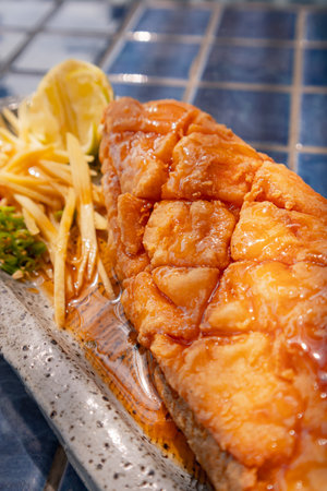 Close up, Deep-fried snapper with fish sauceの写真素材