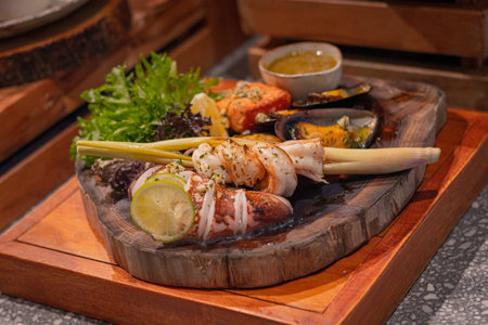a cuisine photo of  seafood platter