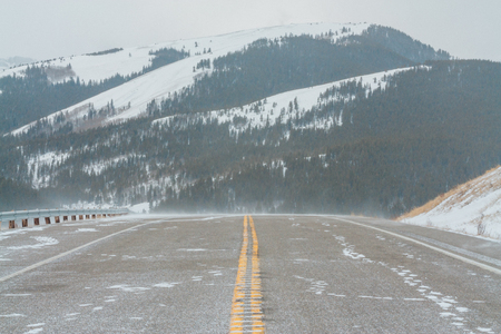Winter landscape of highway 40 through the Highwood Pass, Alberta, Canada.の写真素材