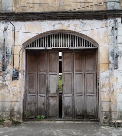 Old wooden folding doorの写真素材