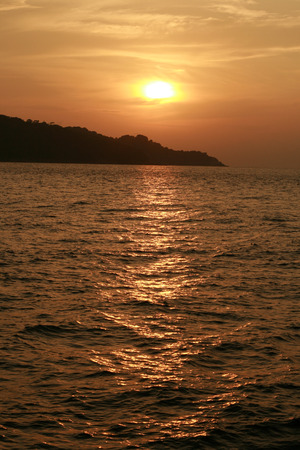 Sunset in the sea, Thailandの写真素材