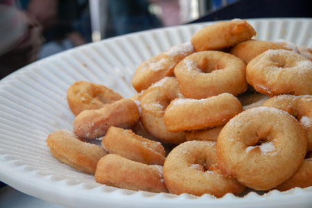 icing donut on the plateの写真素材