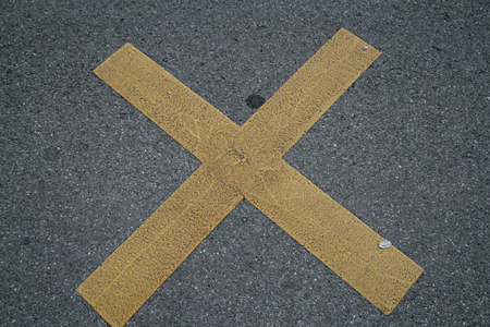 Cross sing on roadの写真素材