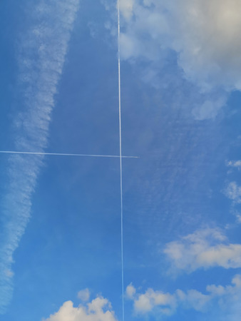 Sky line from air plan in clear skyの写真素材