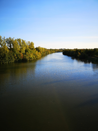 Neckar river, Heilbronn Germanyの写真素材