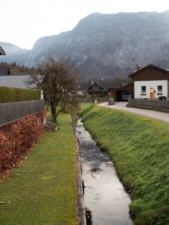 Hallstatt, Austria - November 2nd, 2018: Small stream water in Hallstattのeditorial素材