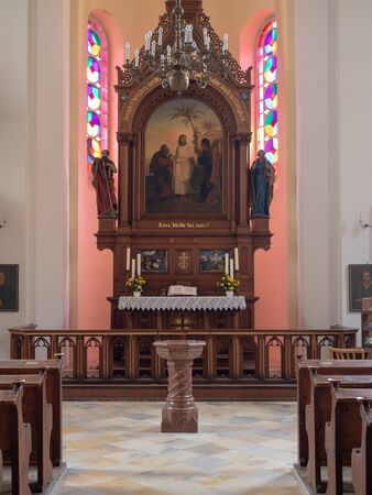 Hallstatt, Austria - November 3rd, 2018 : inside of Evangelische Pfarrkirche church in Hallstattのeditorial素材
