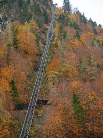 Hallstatt, Austria - November 2nd, 2018: Carber car going to Salt mine in Hallstattのeditorial素材