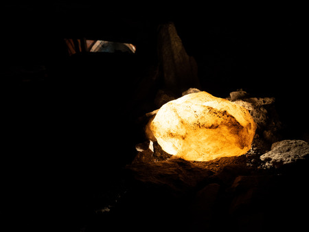 Salt crystal with lamp backsideの写真素材