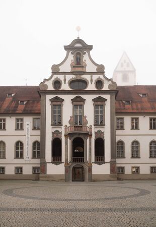 Fussen, Germany - Nov 25th, 2018: Museum of Fuessen (or Fussen in English). Museum of Fussen has Collection of art, artifacts, lutes & violins in a baroque-style former Benedictine abbey.のeditorial素材