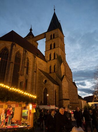 Esslingen, Germany - Dec 1st, 2108: Christmas market at Esslingen Old Town city, Germanyのeditorial素材