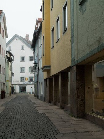 Fussen, Germany - Nov 25th, 2018: Street and building in Fussen old town city center. Fussen is a small town in Bavaria, Germanyのeditorial素材
