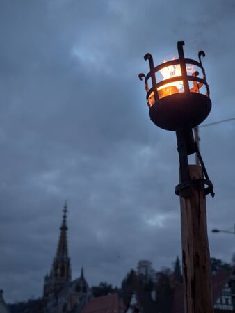 Fire lamp in the darknessの写真素材