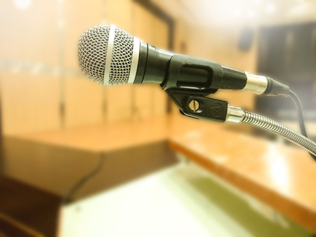 Microphone on stageの写真素材