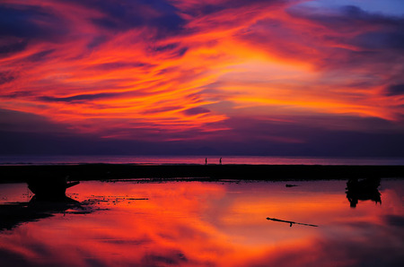 Colorful sunset over the seaの写真素材