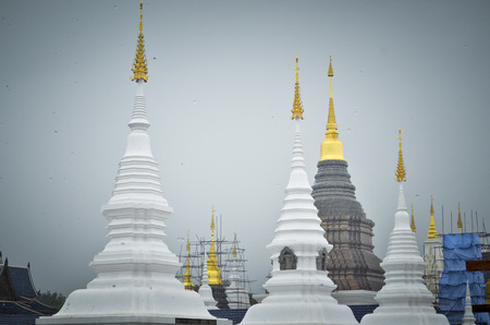 Ancient pagoda temple in Chiang Mai, Thailand.