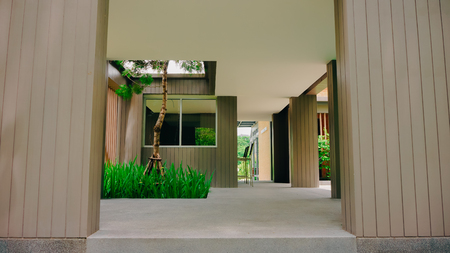 Modern building gateの写真素材