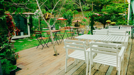 Outdoor Cafe Table Settingのeditorial素材