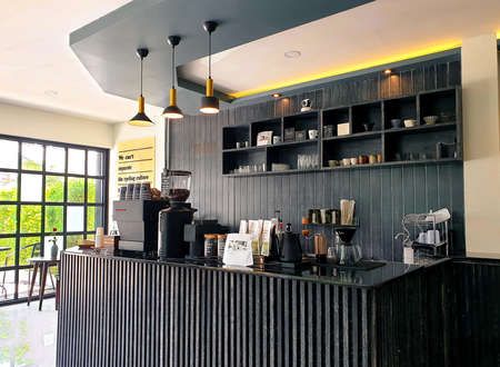 Modern cafe with cozy interiorの写真素材