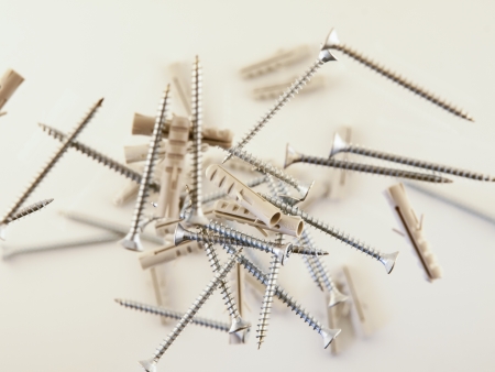nails and plugs with a white background in 3 demension