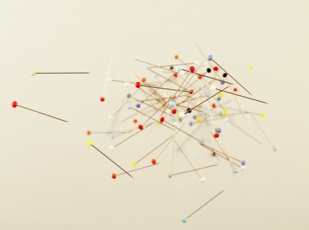 floating pins on a white backgroundの写真素材