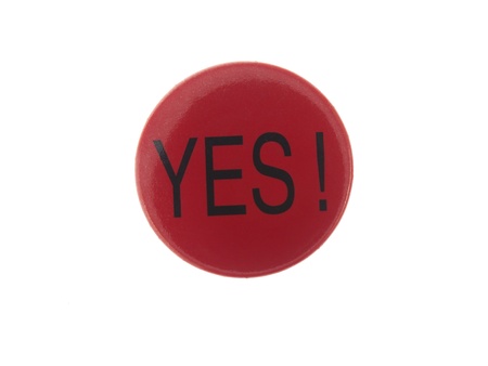 yes badge with text on a white backgroundの写真素材