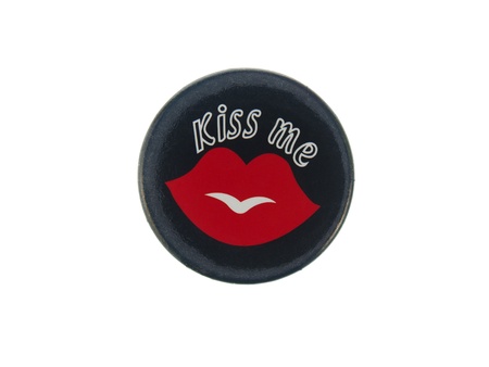 kiss my badge with text on a white backgroundの写真素材