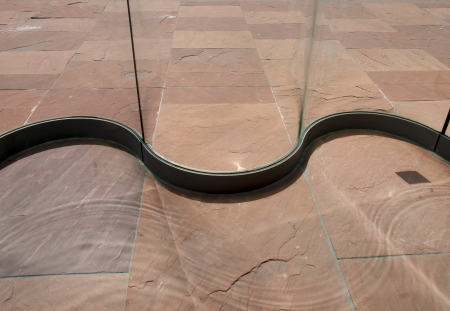 stone floor with glass wall as backgroundstone floor with glass wall as backgroundの写真素材