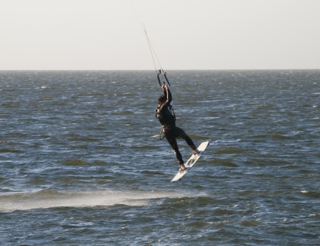 kite surfer on the North Seaの写真素材