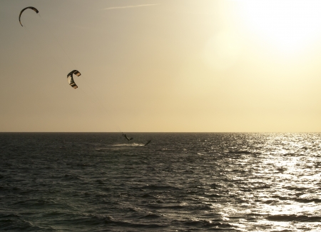 kite surfer on the North Seaの写真素材
