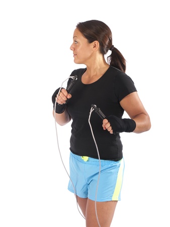 woman jumping sport stringsの写真素材