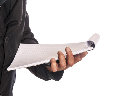 businessman with a writing blockの写真素材