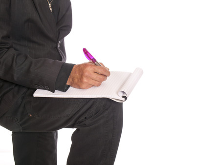 businessman with a writing blockの写真素材