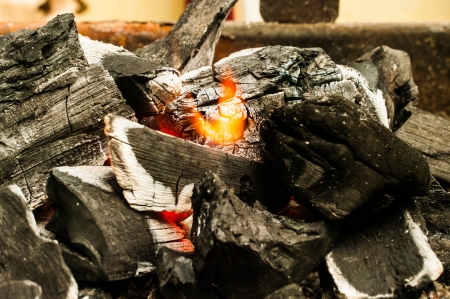 Decaying coals for cookingの写真素材