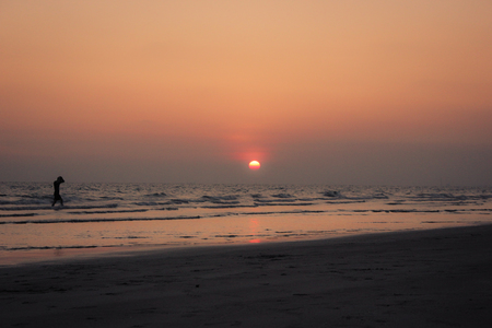 Sunset. Beautiful sunset above black sea.の写真素材