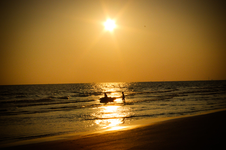 Sunset. Beautiful sunset above black sea. Gold sunset. Blazing sunset. Sea sunset. Amazing sunset Awesome sunset. Sunset & sea waves. Summer sunset. Landscape sunset. Swim.の写真素材