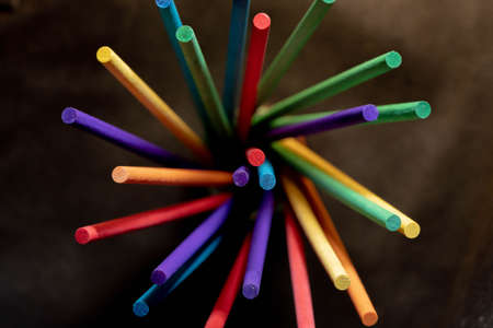 Close up above colorful wood stick.の写真素材