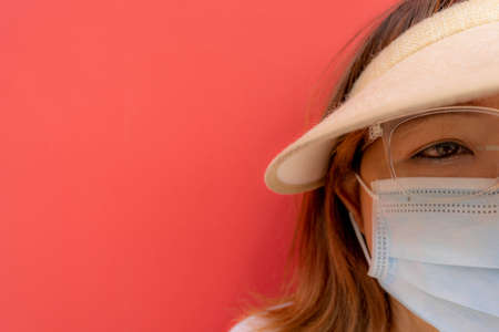 Colorful of Sugical Mask with red Background.