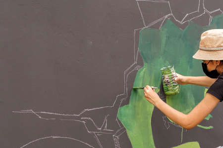 abstract image painting portrait,sketch by artist on work plarform.の写真素材
