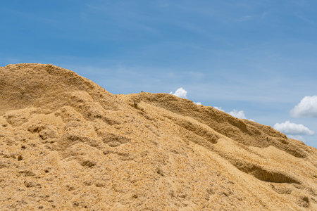 Coarse Sand pile and Find Granular Sand pile and fill Sand pile. used to make concrete  , to create  path , to create  floor. Sand texture , Sand  background and Sand isolated.の写真素材