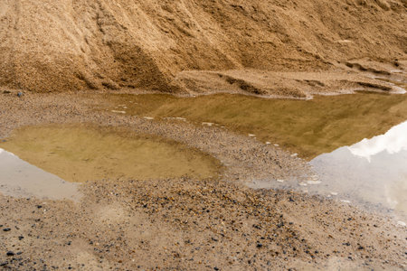 Coarse Sand pile and Find Granular Sand pile and fill Sand pile. used to make concrete  , to create  path , to create  floor. Sand texture , Sand  background and Sand isolated.の写真素材