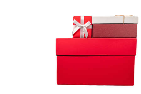 Close up to Red Christmas gift boxes.の写真素材