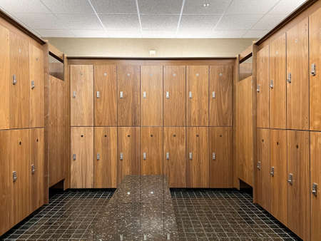 Public lockers room with combination lock, Make shure don't forget your belongings after using the lockers.nobody inside.の写真素材