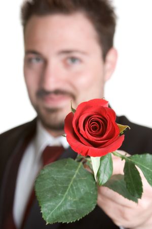 Man Giving Red Roseの写真素材