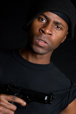 Closeup of Gun Manの写真素材