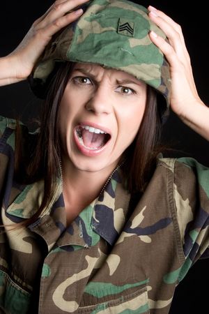 Screaming Military Womanの写真素材